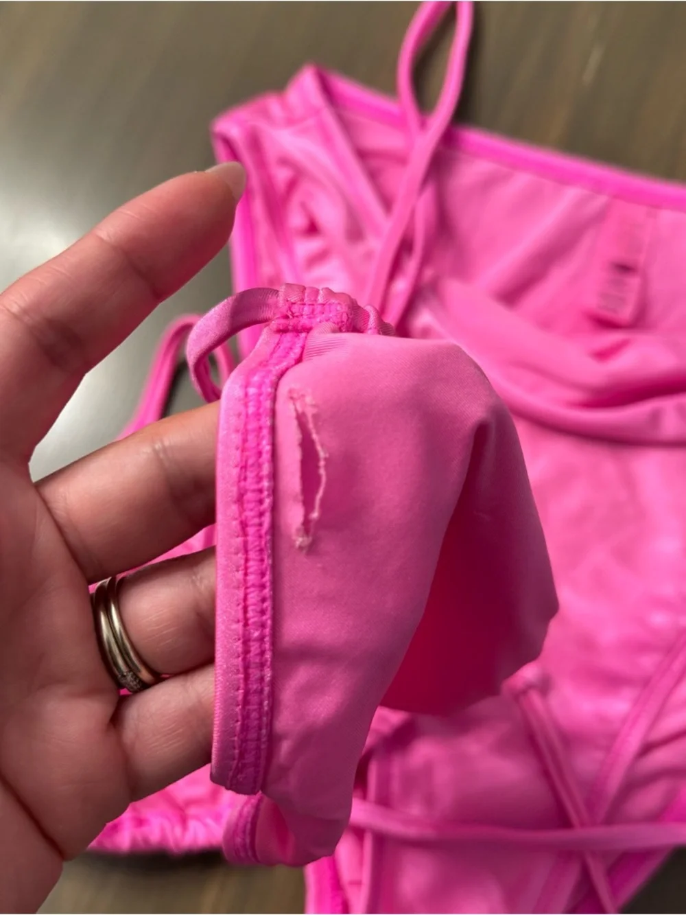 SKIMS Pink Shine Bikini, top 2X, bottoms M